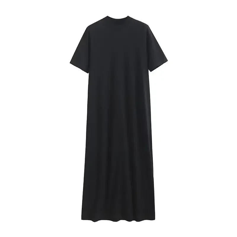 

CO Women's 2023 Fashion Chic, Casual and Comfortable Joker T-shirt Loose Long Dress Retro Short-sleeved Collar Dress Mujer