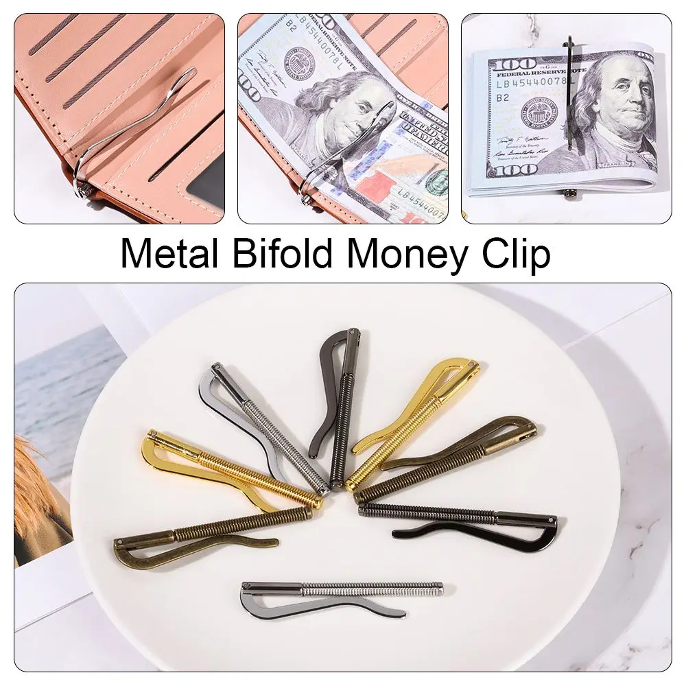 Metal Money Clip High Quality Durable Simple Metal Money Clip Bifold Bar Wallet Spring Clamp Cash Holder Replace Parts Spring Clamp Bag Accessory