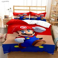 Ensembles de literie toutes saisons Mario Cartoon Game, housse de couette et taies d'oreiller, mignon, doux, simple, double, reine, roi, athlon 5