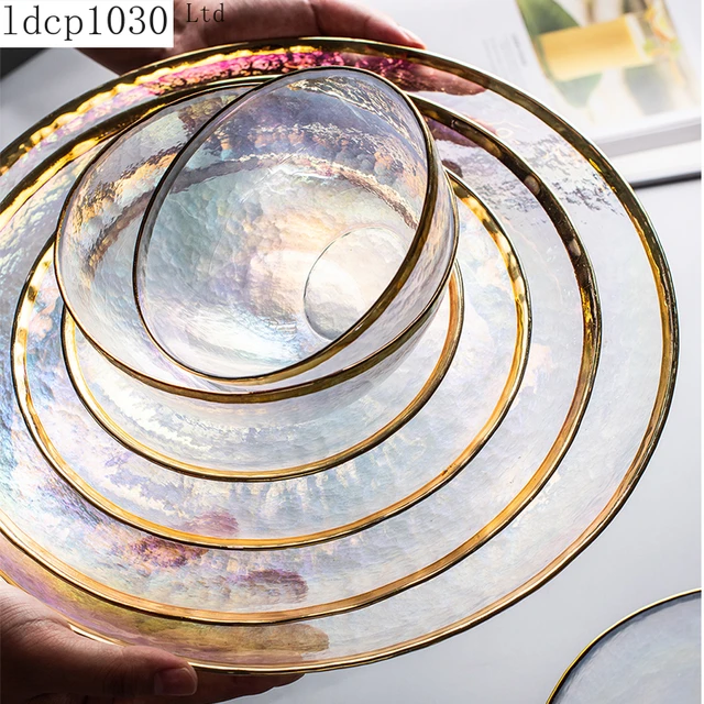 Glass Display Plate Tableware, Glass Plates Kitchen Set