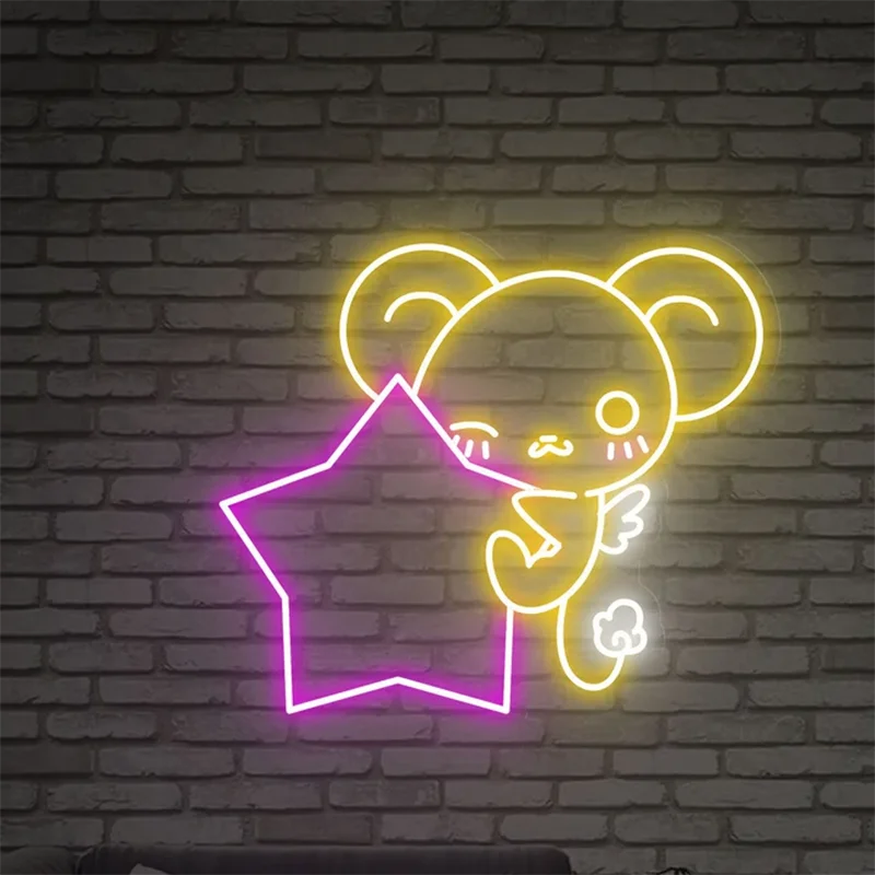 애니메이션 네온 사인 맞춤형 별 소녀, 귀여운 LED 사인, 실내 벽 조명 장식..