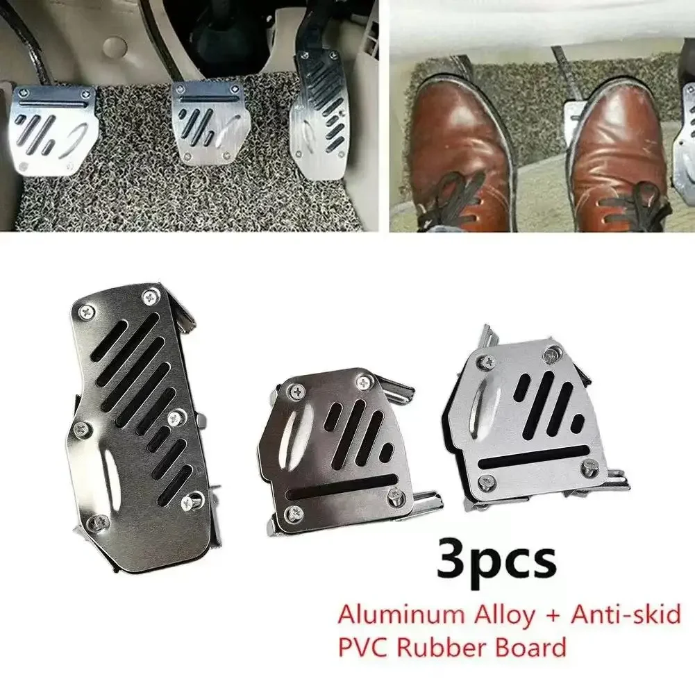 Neue 2/3 stücke Universal Nicht-Slip Aluminium Schaltgetriebe Auto Pedal Abdeckung Set Kit Pedali Rot/Blau/silber Auto Zubehör – Detail 2