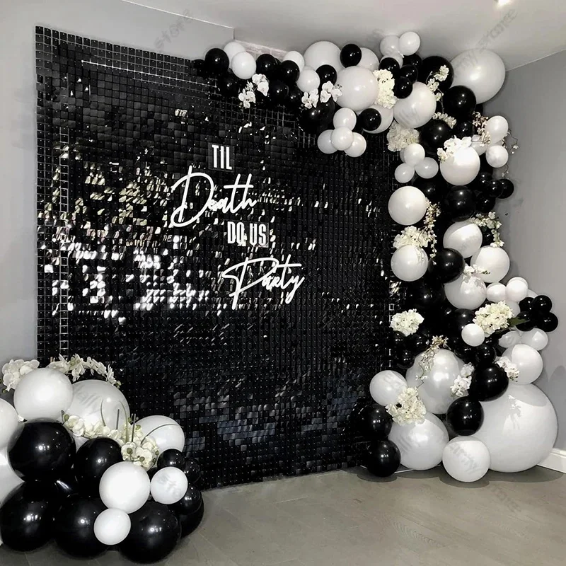 116Pcs Black and White Balloon Garland Arch Kit Latex Balloons for Baby Shower Birthday Graduation Wedding Party Decoration Ball