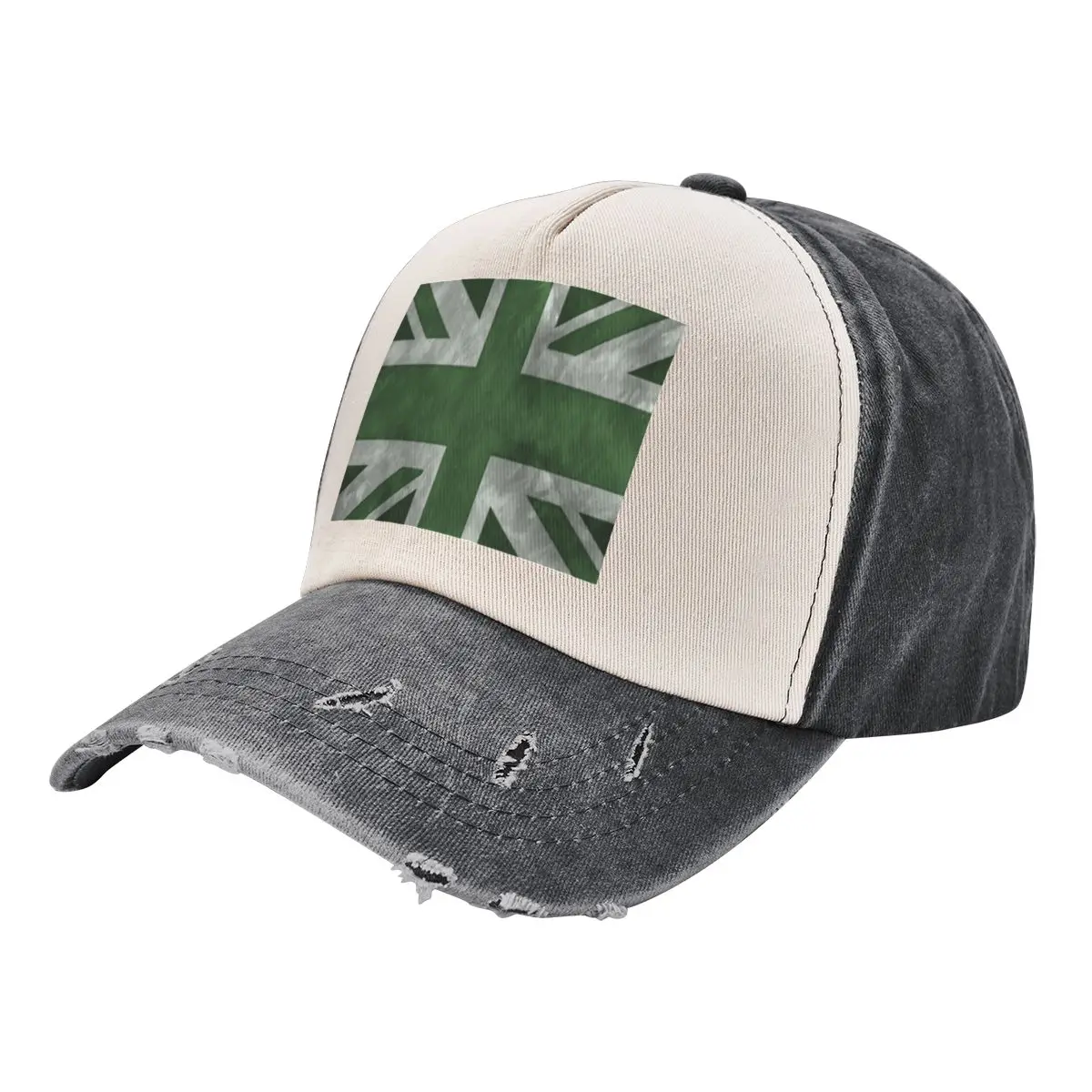 

Green Distressed Union Jack Baseball Cap party Hat western Hat Mountaineering Rave Golf Women Men's