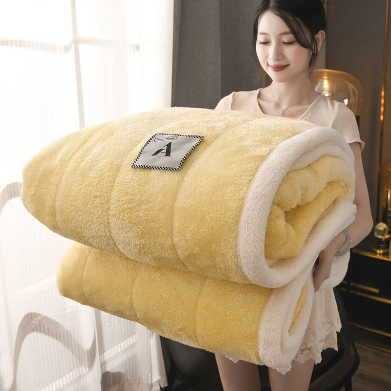 Three-Layer Cozy Soft Plush Winter Blanket - Thickened Milk Velvet for Warmth and Comfort