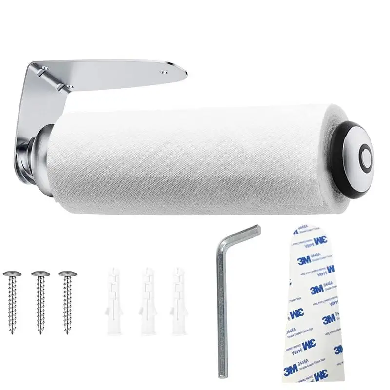 

Punch-free Paper Towel Holder Stainless Steel Kitchen Under Cabinet Roll Rack Bathroom Wall-mounted Tissue Hanger