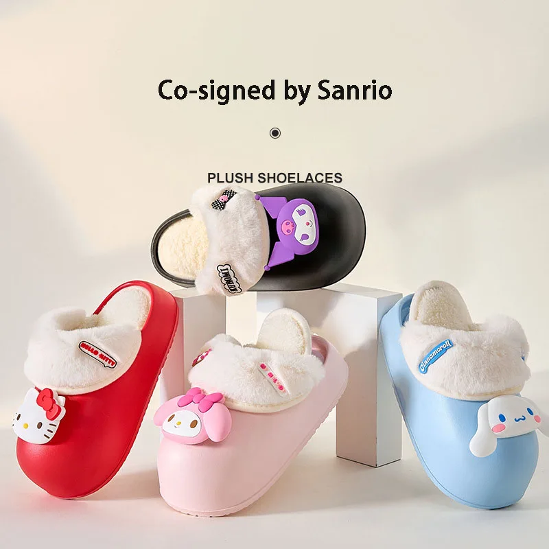 

Sanrio, Hello Kitty Плюшевые тапочки Y2K; Водонепроницаемая домашняя обувь с рисунком из мультфильма «куроми Ева»; Милая хлопковая обувь Cinnamoroll; Подарок для девочек в стиле аниме