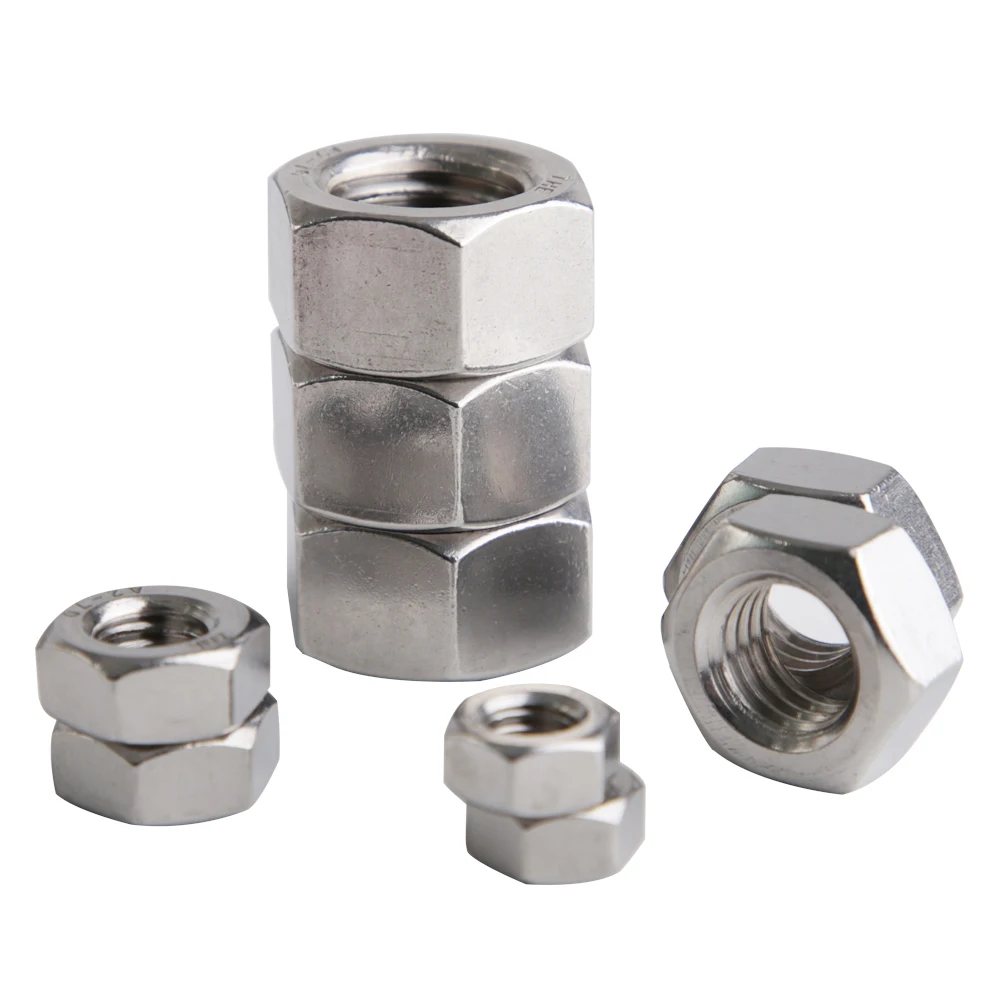 GB6175 Coarse Thread 304 Stainless Steel Thickened Hexagon Nut M8 M10 M12 M14 M16 M18 M20 M24 M27 M30 M33 M36 Type 2 Hex Nuts