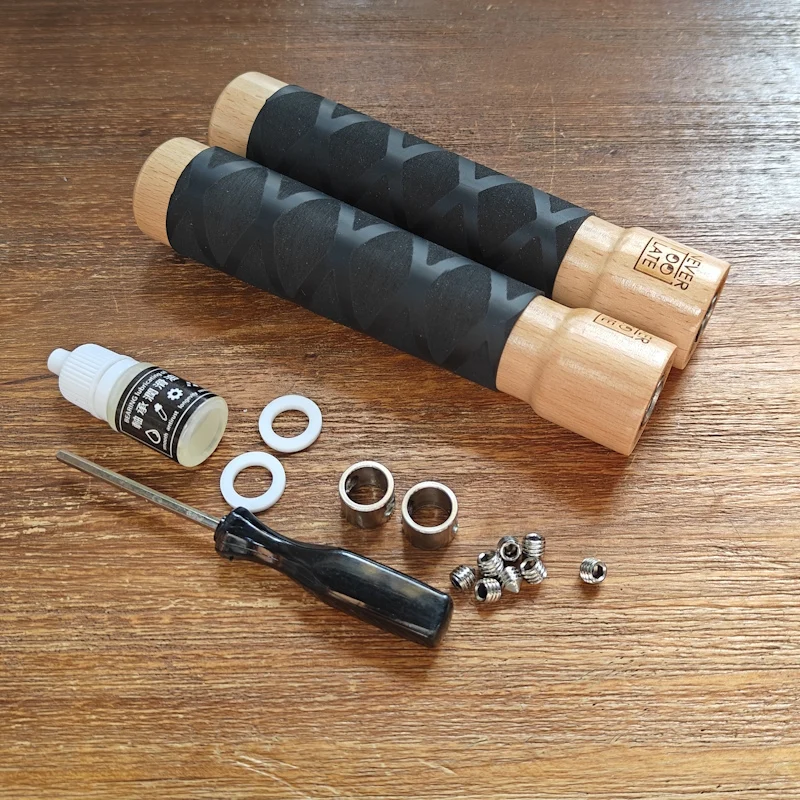 Spare wood handle With front 8-10mm dia ball bearing built in and back thrust bearing jump rope skipping skip accessory diy