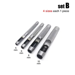 High Quality Steel Round Hole Punch Tool for Leathercraft and DIY Projects (B 4 sizes each 1pc)