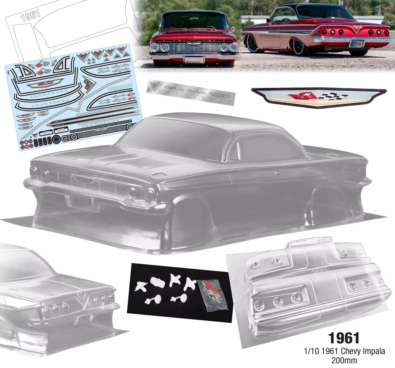 1/10 1970年式ダッジ・チャージャー クリアボディ（ライトバックル付き