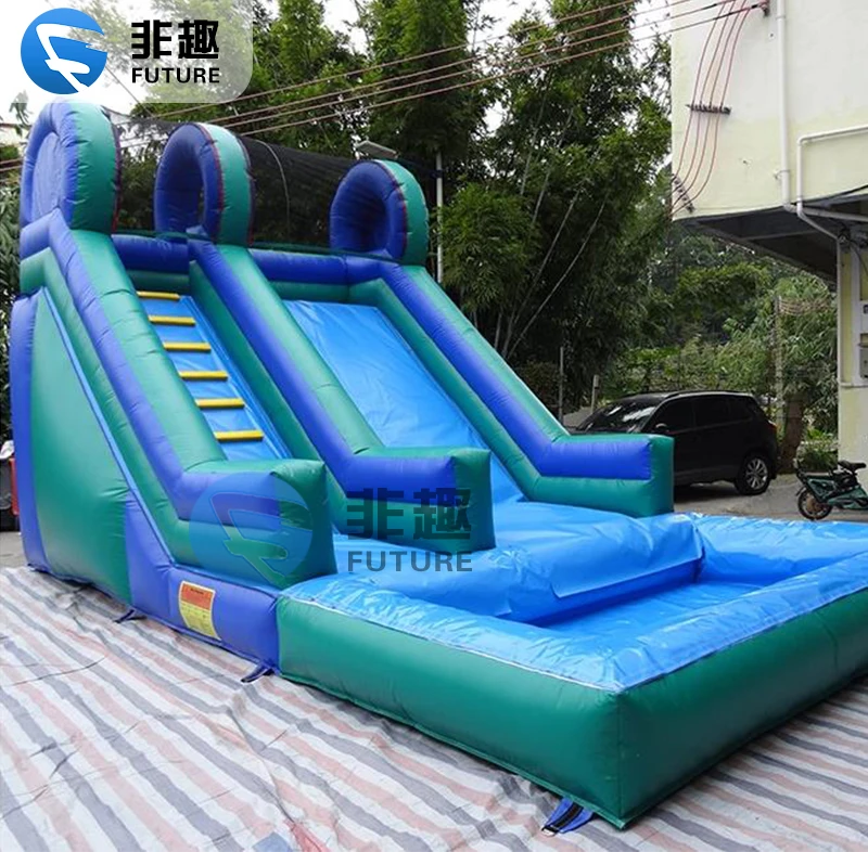 Commercial Pool Slide Inflatable Giant Inflatable Water Slide With A Pool For Adult