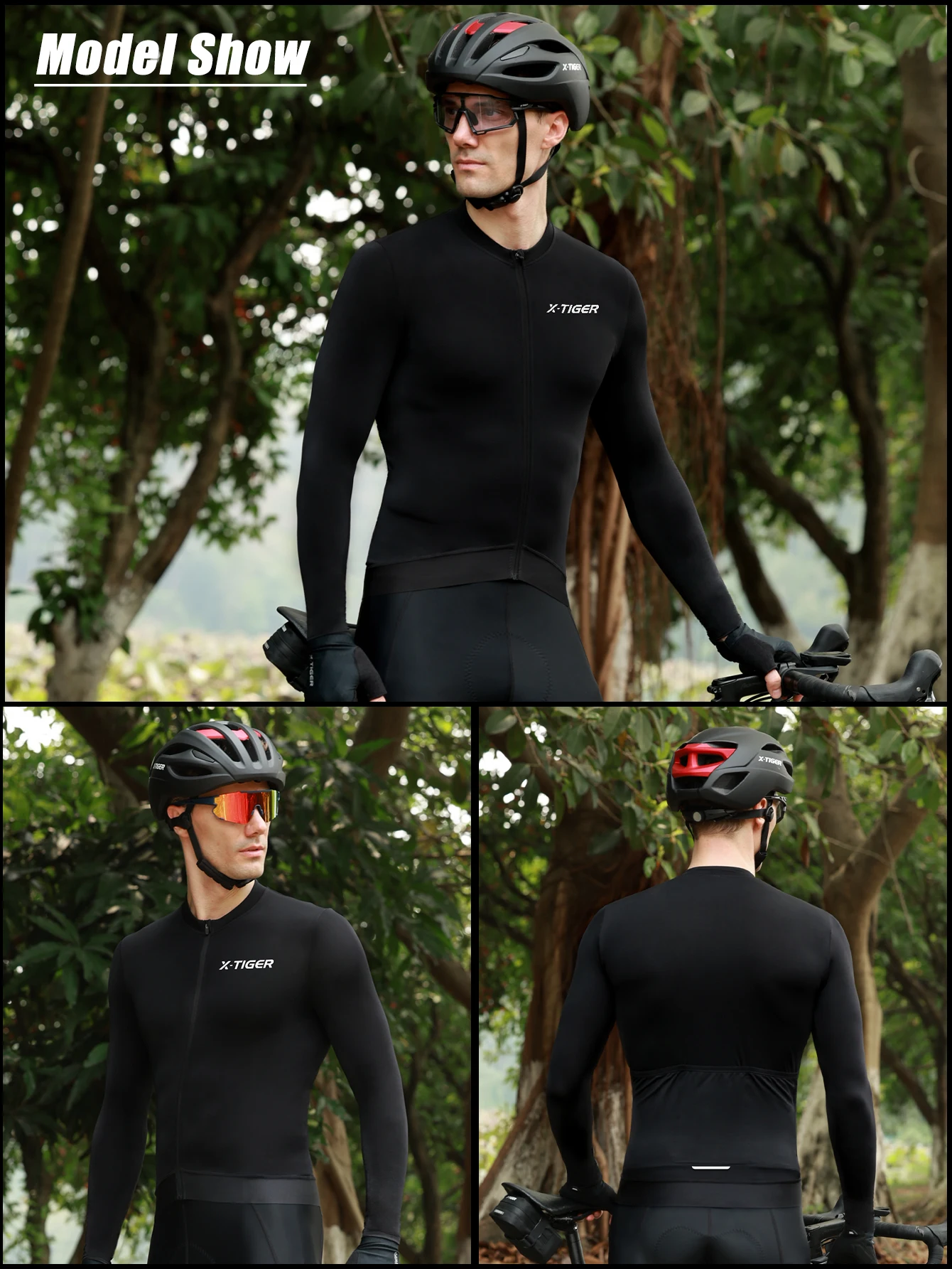 X-TIGER Winter-Thermo-Radtrikot, langärmelig, Fleece-Futter, atmungsaktiv, für Herren und Damen, warme Fahrradjacke, Rennrad-MTB-Kleidung – Detail 12