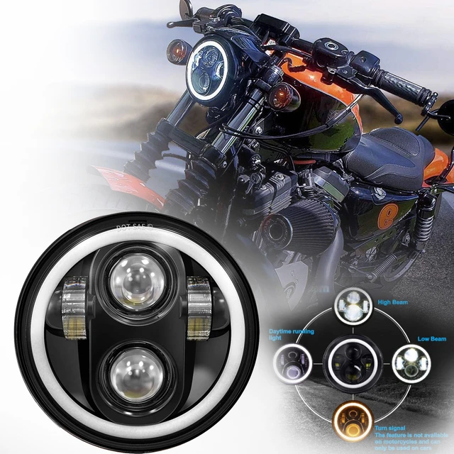 5-3/4 5.75 Inch Motorcycle LED Headlight for Harley Davidson Sportster  Yamaha Motorbike Accessories LED