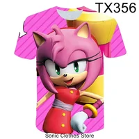 Pink Sonics Tshirt Set For Girls Kids Baby Boy Clothes Cartoon Trucksuit T-shirt Fashion Summer Tops Casual Kids T-Shirts 2