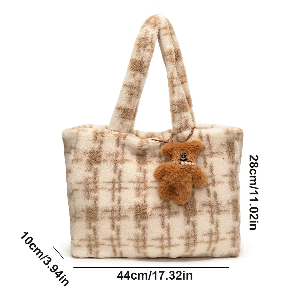 Women Plush Underarm Bag Cute Fluffy Shoulder Bag Y2K Handbag for Autumn and Winter