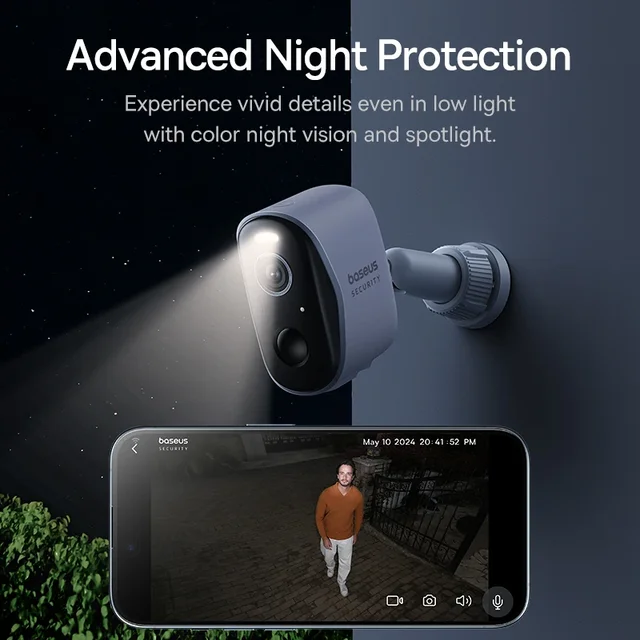 Baseus Security Protection Outdoor Camera N1 Series 2K 2-Cam Kit Wireless Home Security 210-Day Battery Life HomeKit 16TB Memory 5