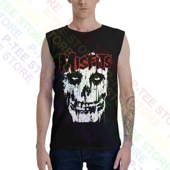 Misfits Splatter 펑크 록 발굴 뼈 해골 킬 탱크 탑 조끼 민소매 셔츠, 소프트 데일리 빈티지 스트리트웨어