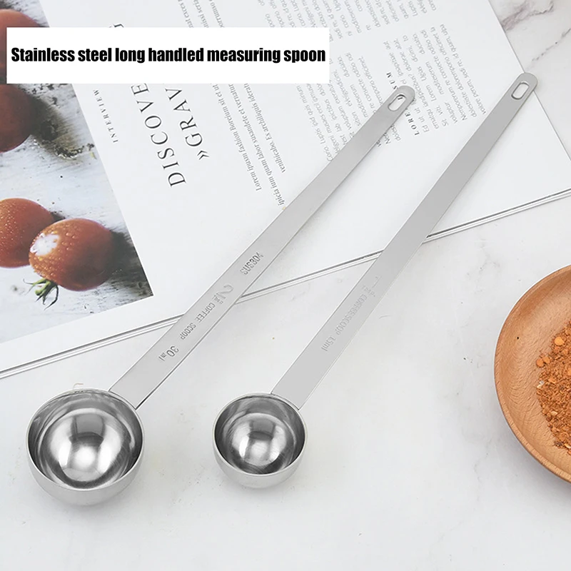 Coffee Scoops Long Handle Stainless Steel Milk Coffee Powder Scoop Measuring Spoon Fits Container for Ground