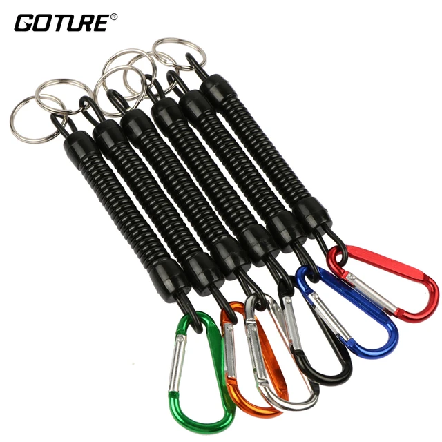 Goture 3pcs Fishing Lanyard 12cm/15cm/18cm Boating Fishing Rope Retractable  Coiled Tether with Carabiner for