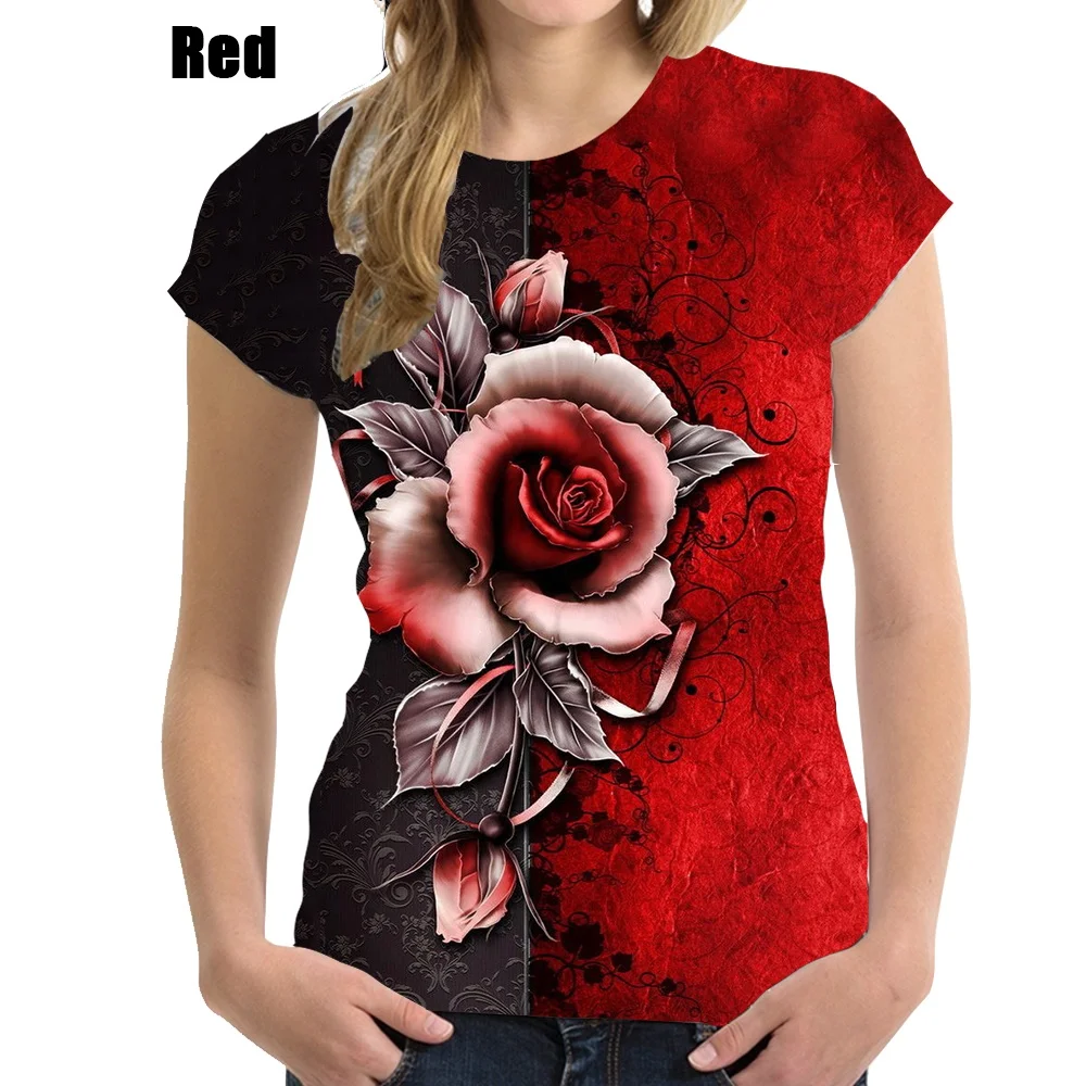 

Fashion T Shirt For Women Beautiful Flower Ladies T-shirt Streetwear Hip-hop Harajuku Women's Clothing Casual Tops Tee Shirt 6xl