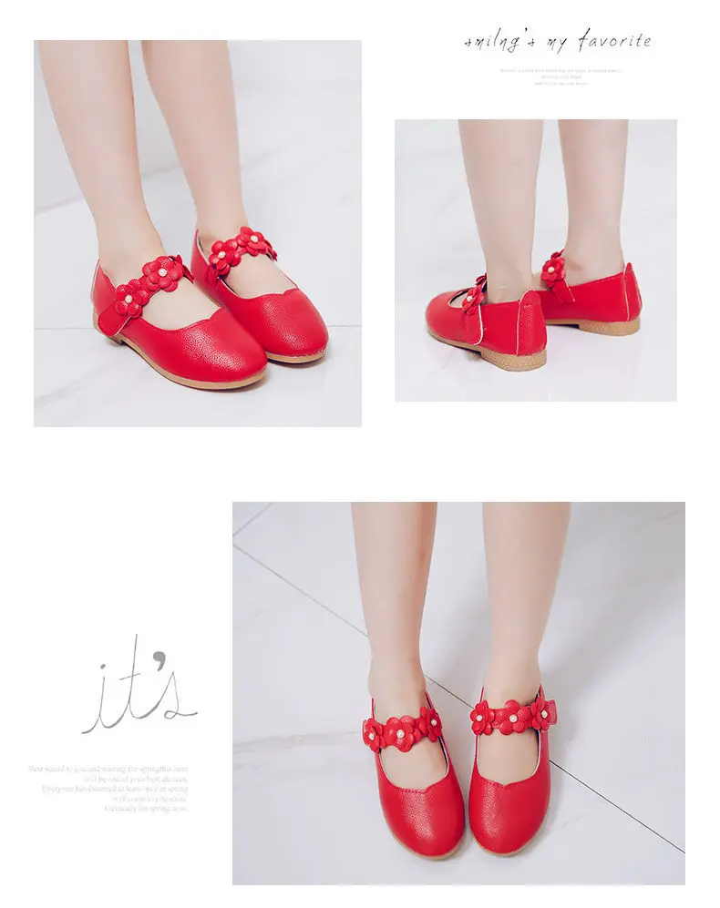 Flowers Fashion White Wedding Kids School Flat Shoes