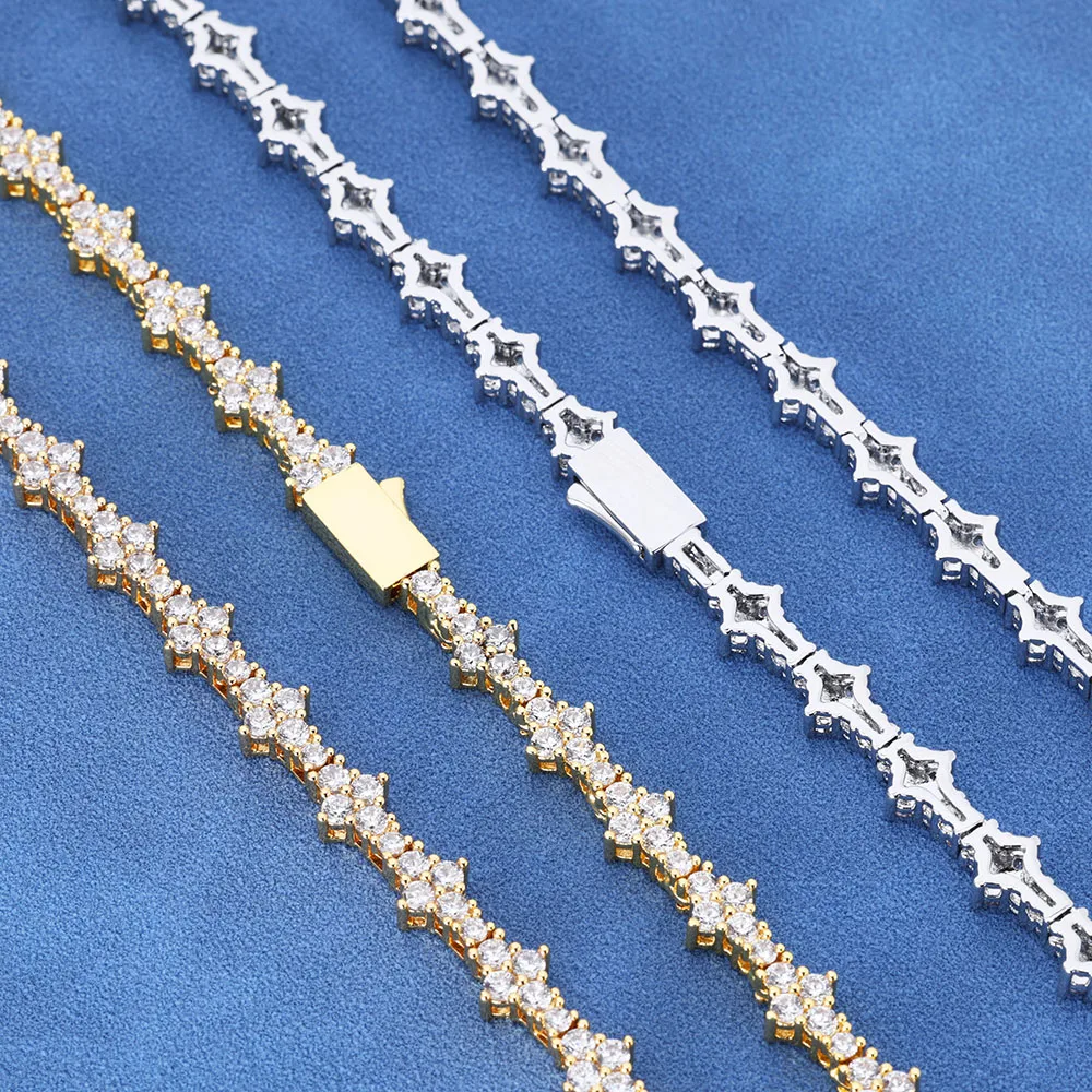 New Arrive 6.5mm Tennis Chain Brass with Bling Zircon Flower