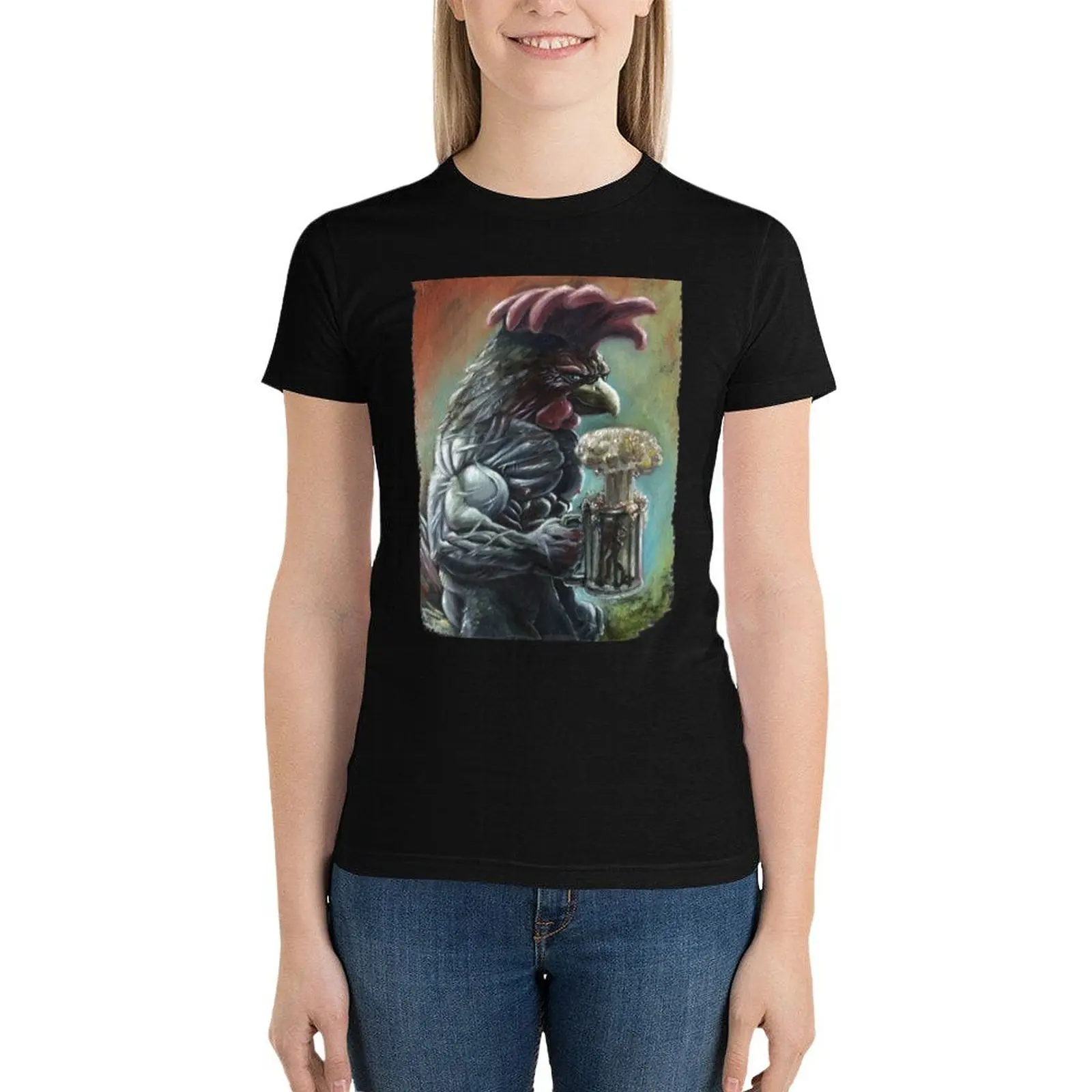 Atomic RoosterOil Painting T-Shirt hippie clothes tops t-shirt dress for Women plus size sexy