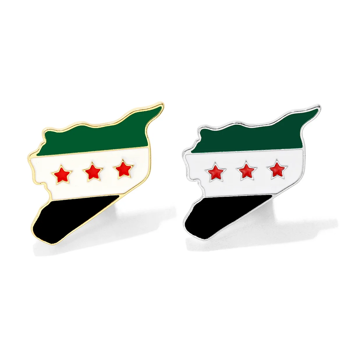 10PCS Syria Map Flag Pendant Brooch Stainless Steel Women Men Gold Silver Colour Pendant Fashion Choker Syrians Jewellery Gifts