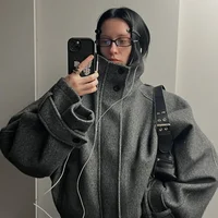 Fashion Casual Solid Loose Jackets Women Full Sleeve Single Breasted Stand Collar Short Coats 2025 NEW Autumn Lady Outwears 4