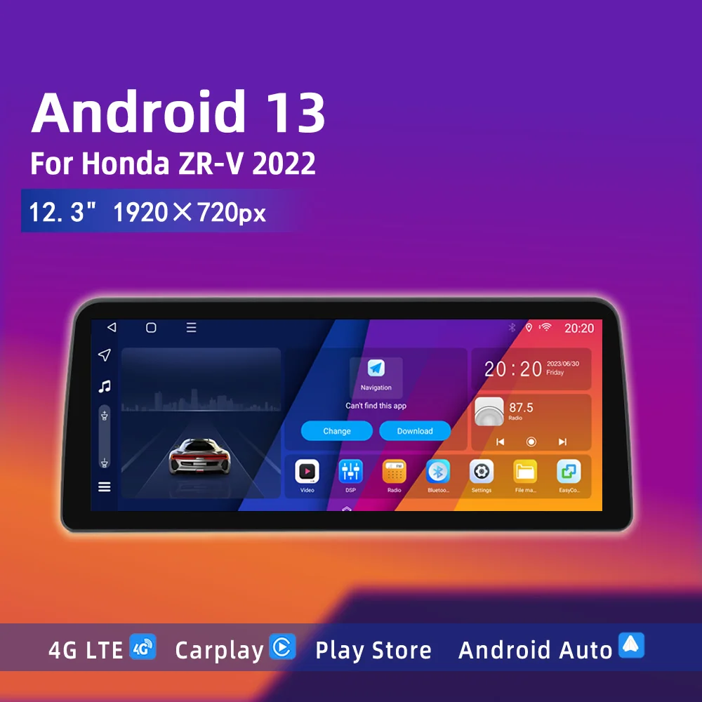 

12.3 Inch Android Player For Honda ZR-V ZRV 2022 2023 Car Radio Auto Carplay Multimedia Video Navigaion GPS DVD Stereo Head Unit
