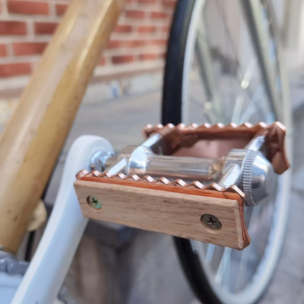 Pedales de rodamiento Retro para bicicleta, Pedal de madera, color