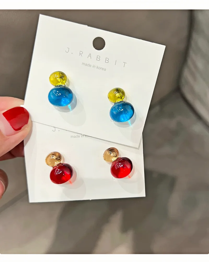 2026 Kontrastfarbene, hochtransparente Harz-Ohrstecker | Koreanischer Niedlicher Stil, hypoallergen | Weihnachtlicher Bohemian-Party-Schmuck – Detail 11