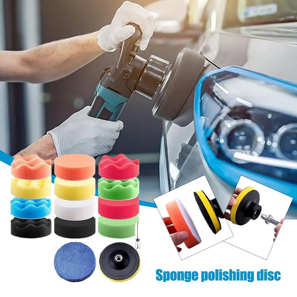 

Car Polishing Disc Set Self-Adhesive Buffing Waxing Sponge 16PCS Sponge Wool Wheel Polishing Pad For Car Polisher Drill Adapter