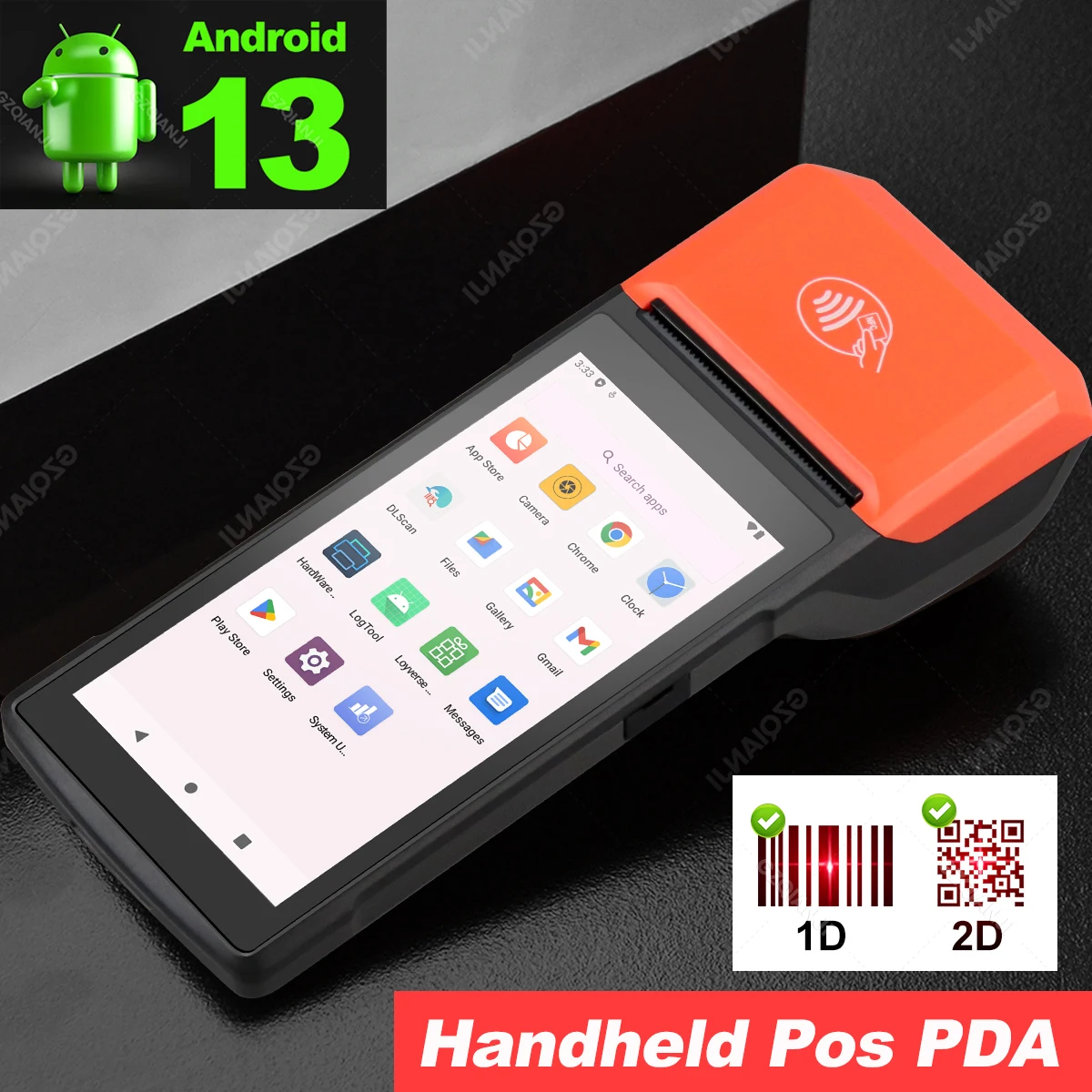 

Upgraded Android 13 Handheld Pos PDA with NFC 1D 2D Barcode Scanner Reader Terminal Bulit-in 58mm Receipt Printer 4G WIFI USB