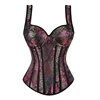 105577-879c93.jpg Corset femme avec bretelles noir surbuste Corsets gilet grande taille Steampunk Corsets et Bustiers à lacets désossé Jacquard haut Corset