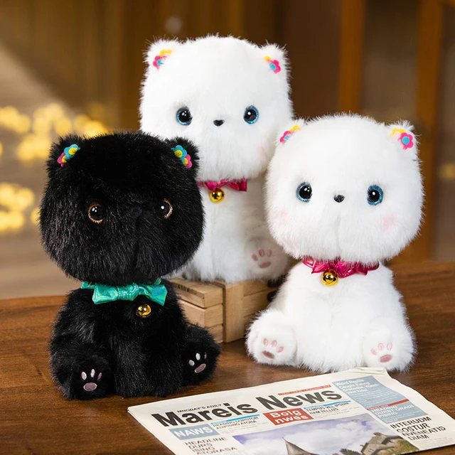 25cm Lovely Black White Cat Plushies Doll Soft Stuffed Animal Lifelike Pet  Kitten with Bells Plush Toys Home Decor for Girl Gift - AliExpress