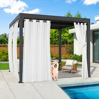 Outdoor Patio Voile Sheer Curtains Waterproof Drapes Rod Pocket Blackout Chiffon Gauze Tulle Curtain Garden for Porch Pergola 1