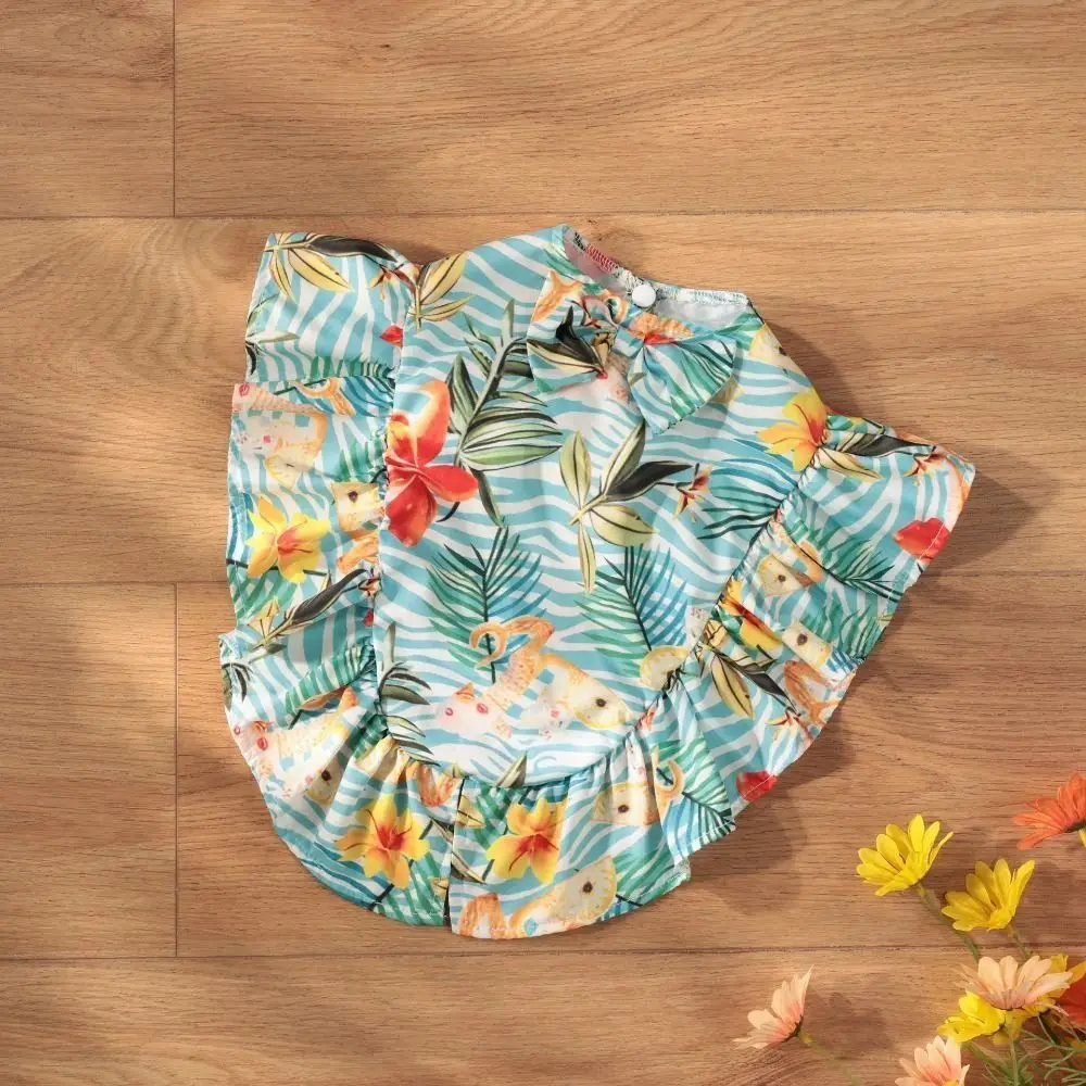 Creative Hawaiian Style Pet Beach Shawl Skirt Sun Protection Breathable Dog Vacation Skirt Cool Cat Cape Dress Summer