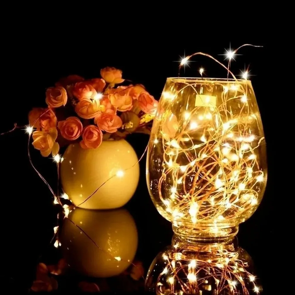 Guirxiété lumineuse LED en fil de cuivre étanche, lumières dégradées, à piles, bricolage, fête de mariage, décoration de Noël, 5m