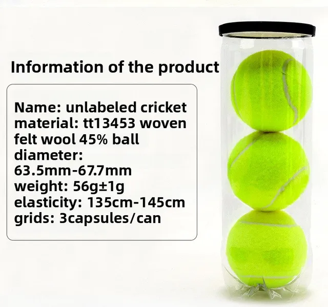 Cricket Tennis Balls 3-Pack, High Elasticity Padel Balls with 45% Wool, Durable Cage Style for Training & Entertainment 6