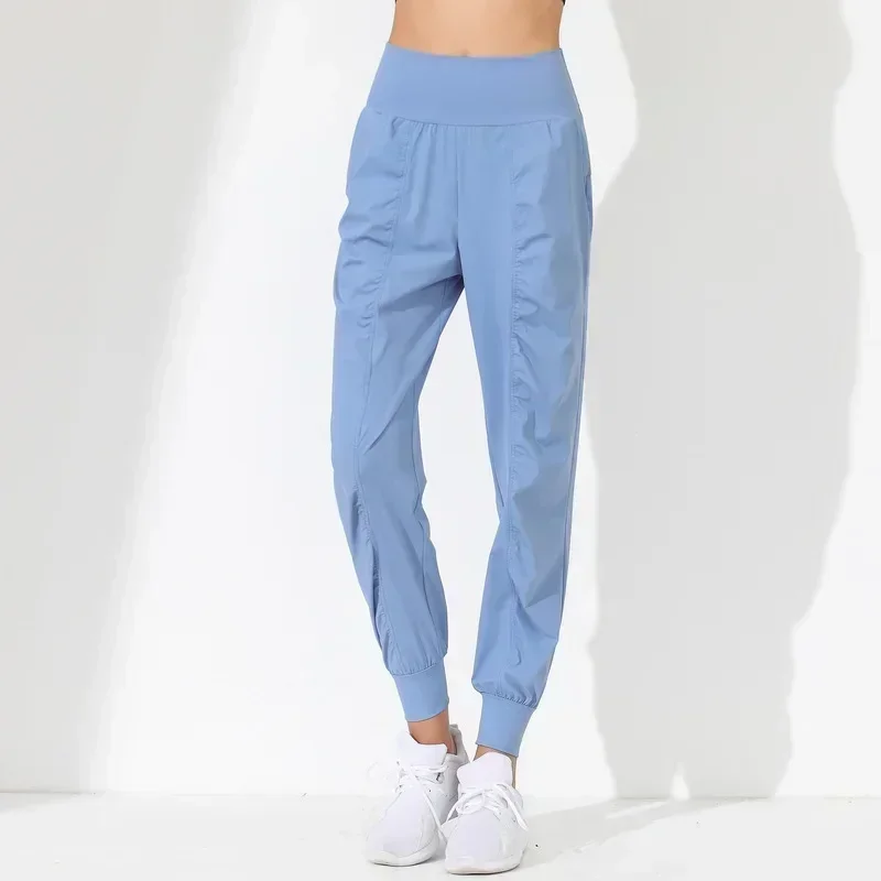 Yoga Pants Loose Slim Quick-Dry Pleated Hem Bound Running Fitness Capris, Yoga Pants