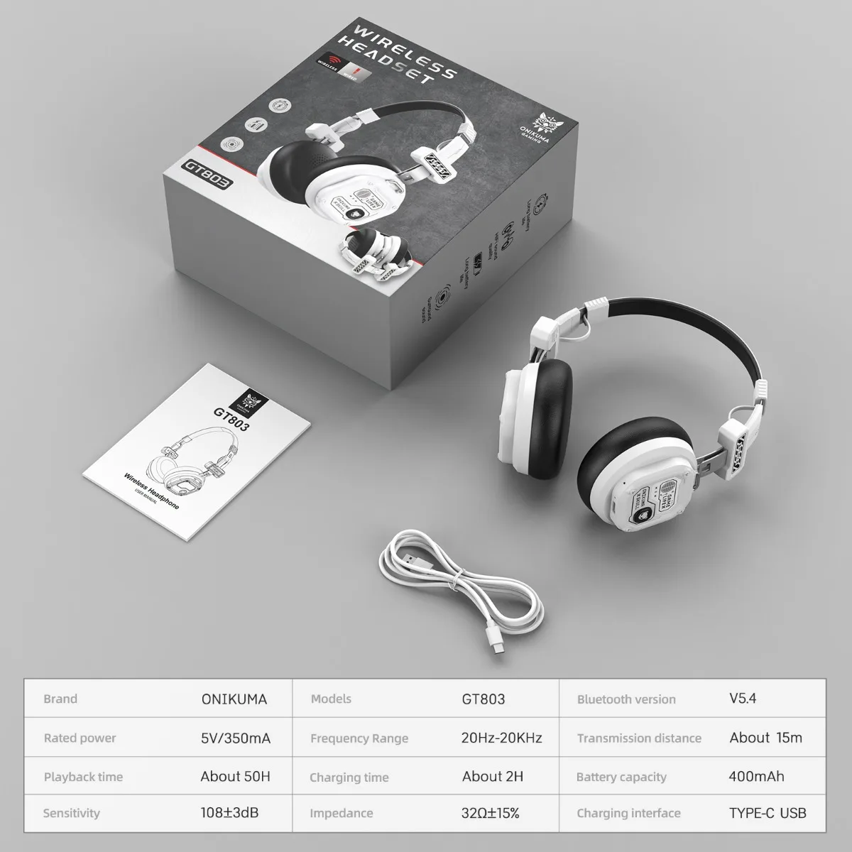 Casque Bluetooth Onikuma supra-auriculaire stéréo Hi-Fi professionnel pour le sport avec écouteurs et lecteur de musique TF/AUX_voghion.com