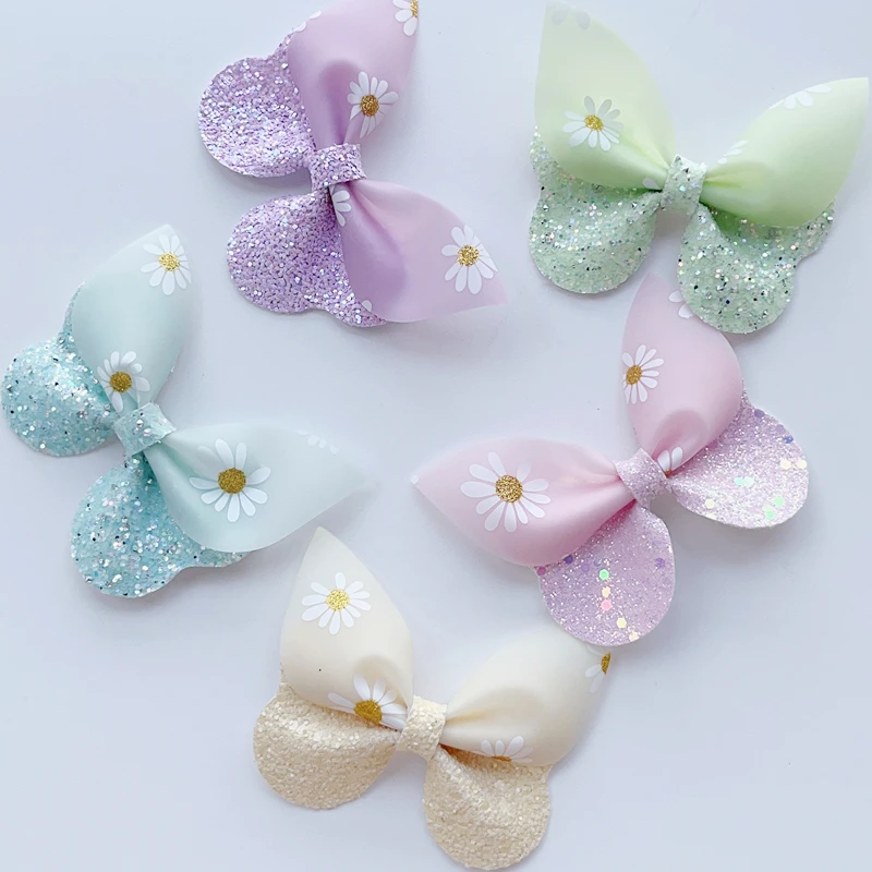 New Rainbow 5colors Pastel Jelly with Chunky Glitter Fabrics For making baby's hairbows, hairclips, decorations, Homedec