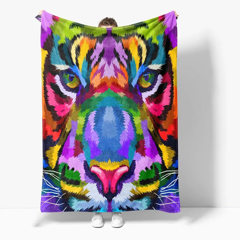 

Colorful Tiger Animal Ultra-Soft Micro Blanket Adults Or Kids Picnic Travel Throw Blanket Blanket For Bedroom Sofa Home Decor