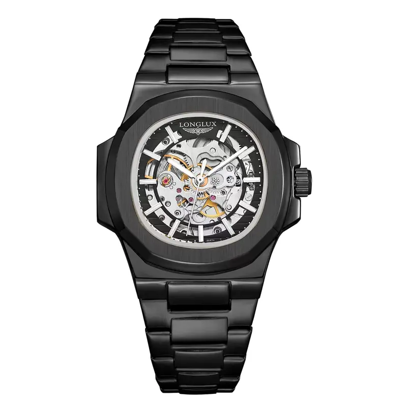 LONGLUX Men automatic mechanical watch luxury watches waterproof skeleton business cheap wholesale stainless steel gift watch - Image 8
