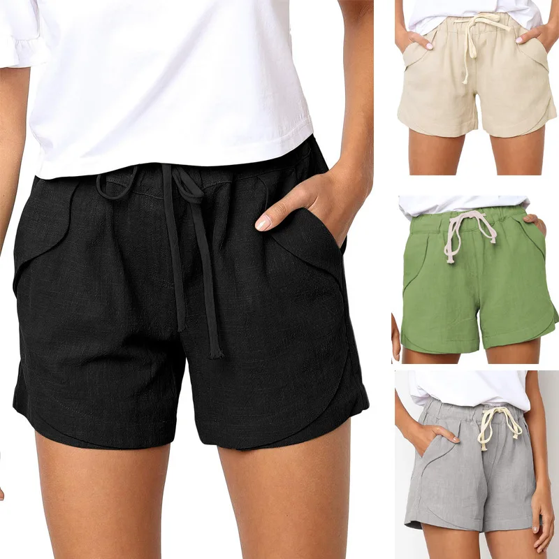 

Hot Sale Europe and The United States Foreign Trade Shorts Women's Casual Shorts 2024 Summer New High-waisted Tie Sports Pants