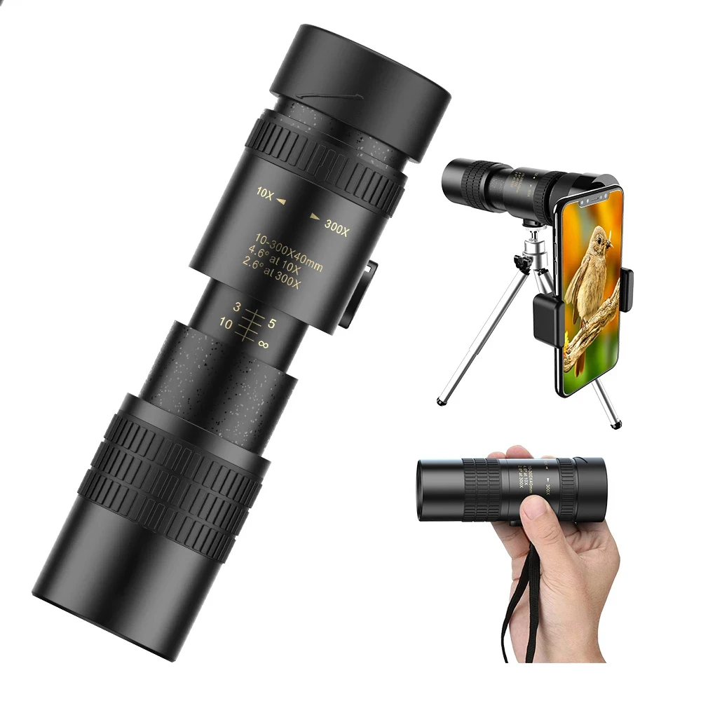 

10-300X40 Профессиональный монокулярный телескоп мощный бинокль HD супер зум качество окуляр портативный для охоты кемпинга
