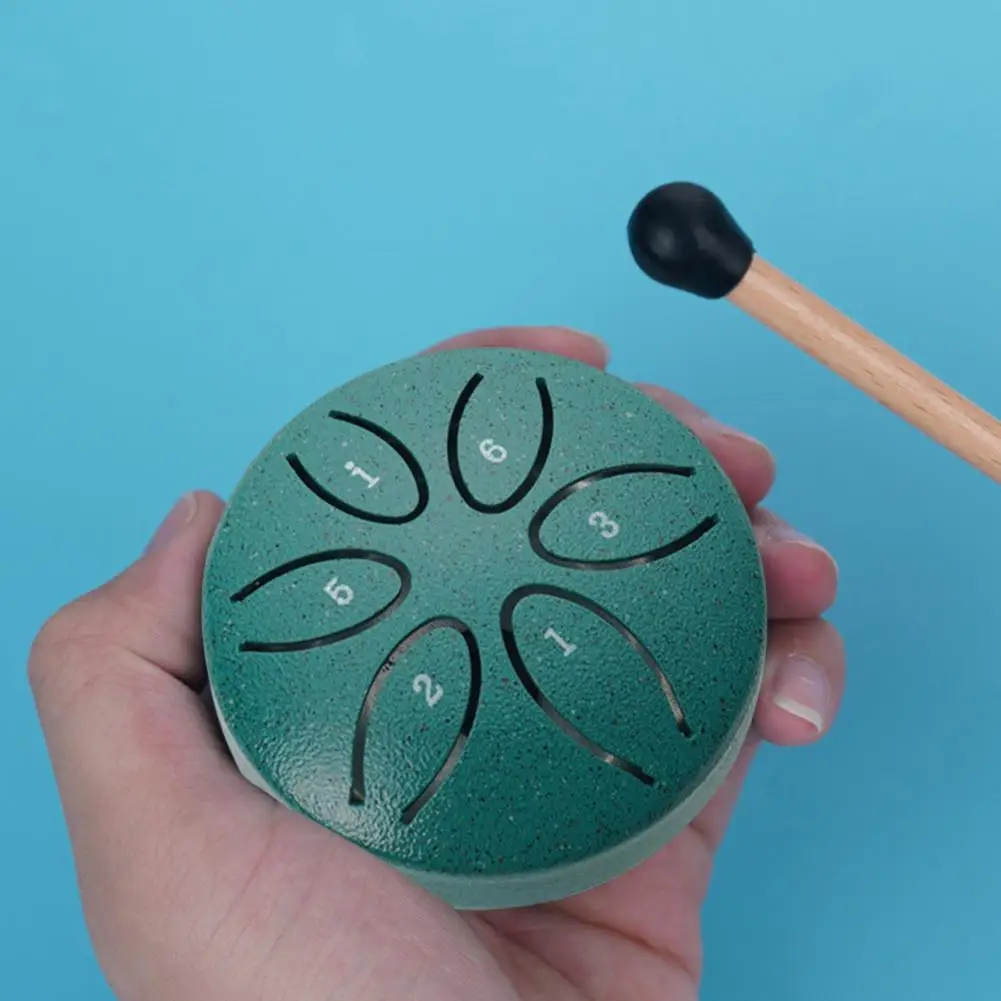 Steel Tongue Drum 3 Inches 6 Notes Garden Rain Chime Mini Chakra Drum Small Ethereal Handpan Mallet Zen Yoga