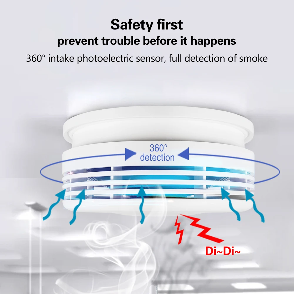 Smoke Alarm Tuya WiFi Smoke Detector Alarm Smart Fire Protection 90dB Smoke Alarm Sensor Home Security System work with Tuya Smart Life APP